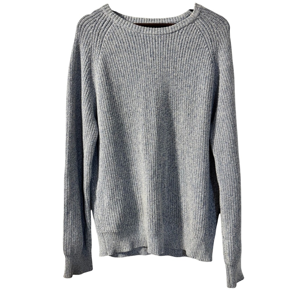 J Crew Men's Blue Oarsman Cotton Shaker Chunky Knit Raglan Sleeve Fisherman